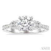 1/2 Ctw Oval and Round Cut Diamond Semi-Mount Engagement Ring in 14K White Gold